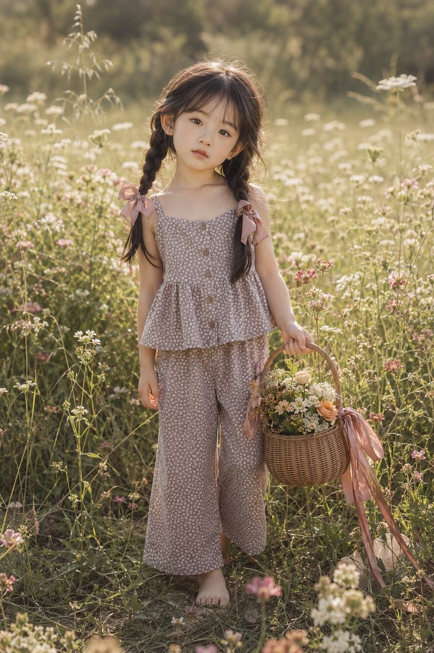 Made of Meadow Flowers Boho Blooming Peplum Top + Pants Set 5T